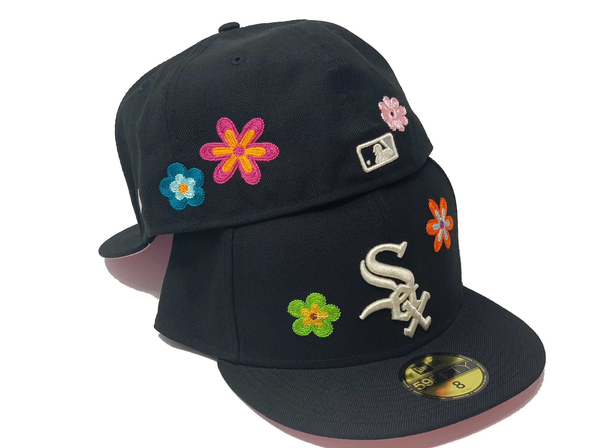 Chicago White Sox SKY FLORAL-BOTTOM Black Fitted Hat