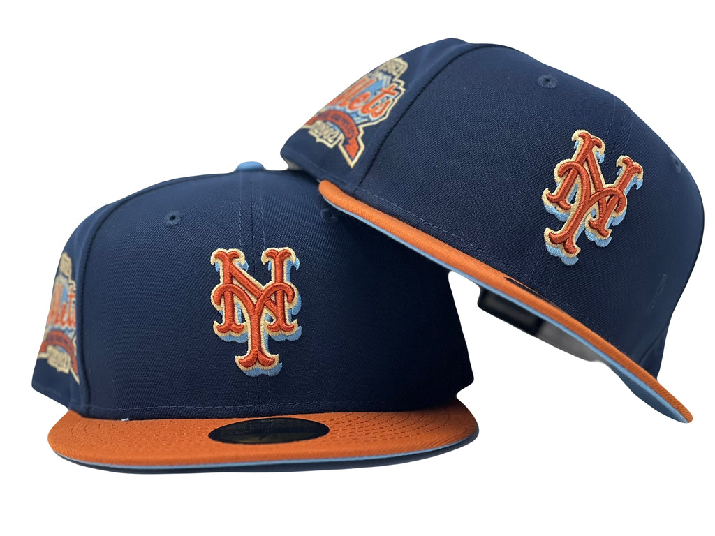 NEW YOEK METS 40TH ANNIVERSARY LIGHT NAVY RUST ORANGE VISOR ICY BRIM NEW ERA FITTED HAT