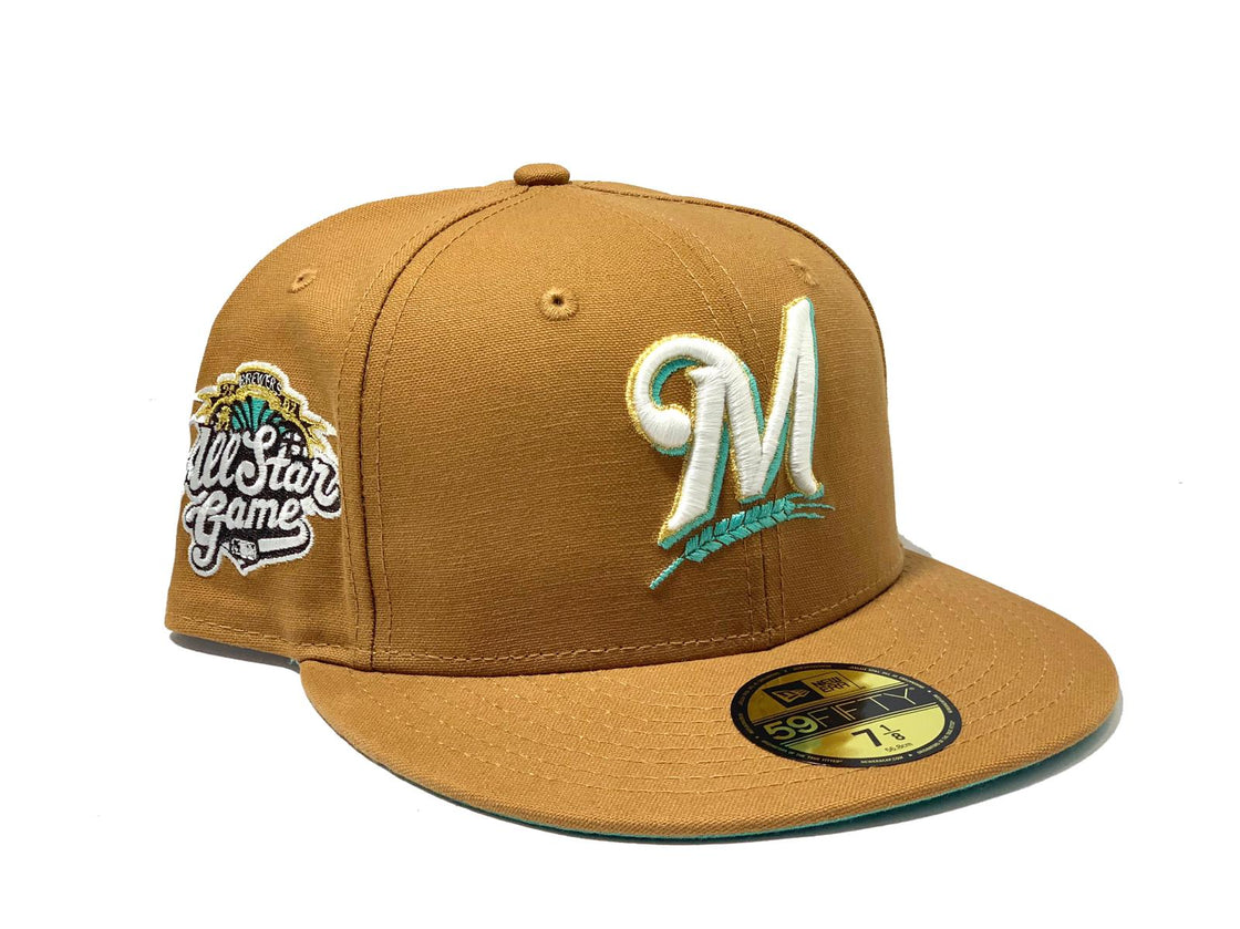 MILWAUKEE BREWERS 2002 ALL STAR GAME WHEAT MINT BRIM NEW ERA FITTED HAT