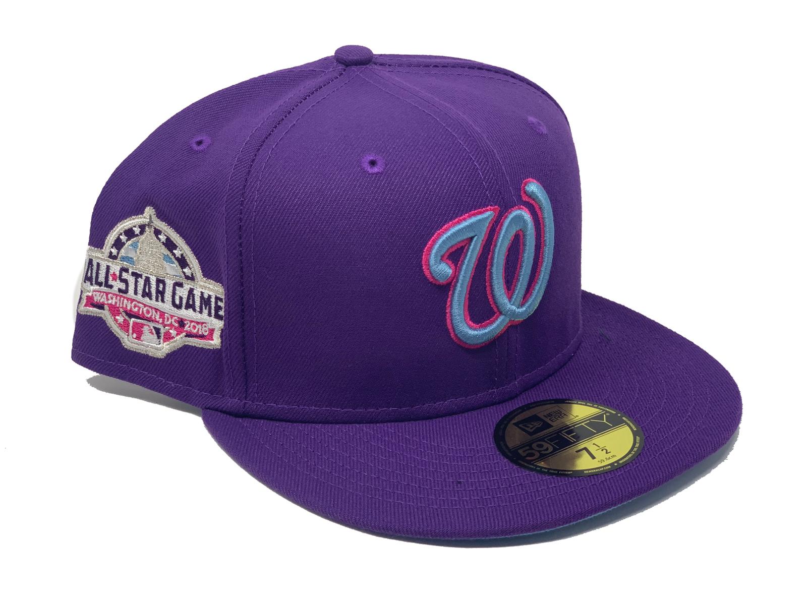 WASHINGTON NATIONALS 2018 ALL STAR GAME PURPLE ICY BRIM NEW ERA FITTED HAT  7 5/8