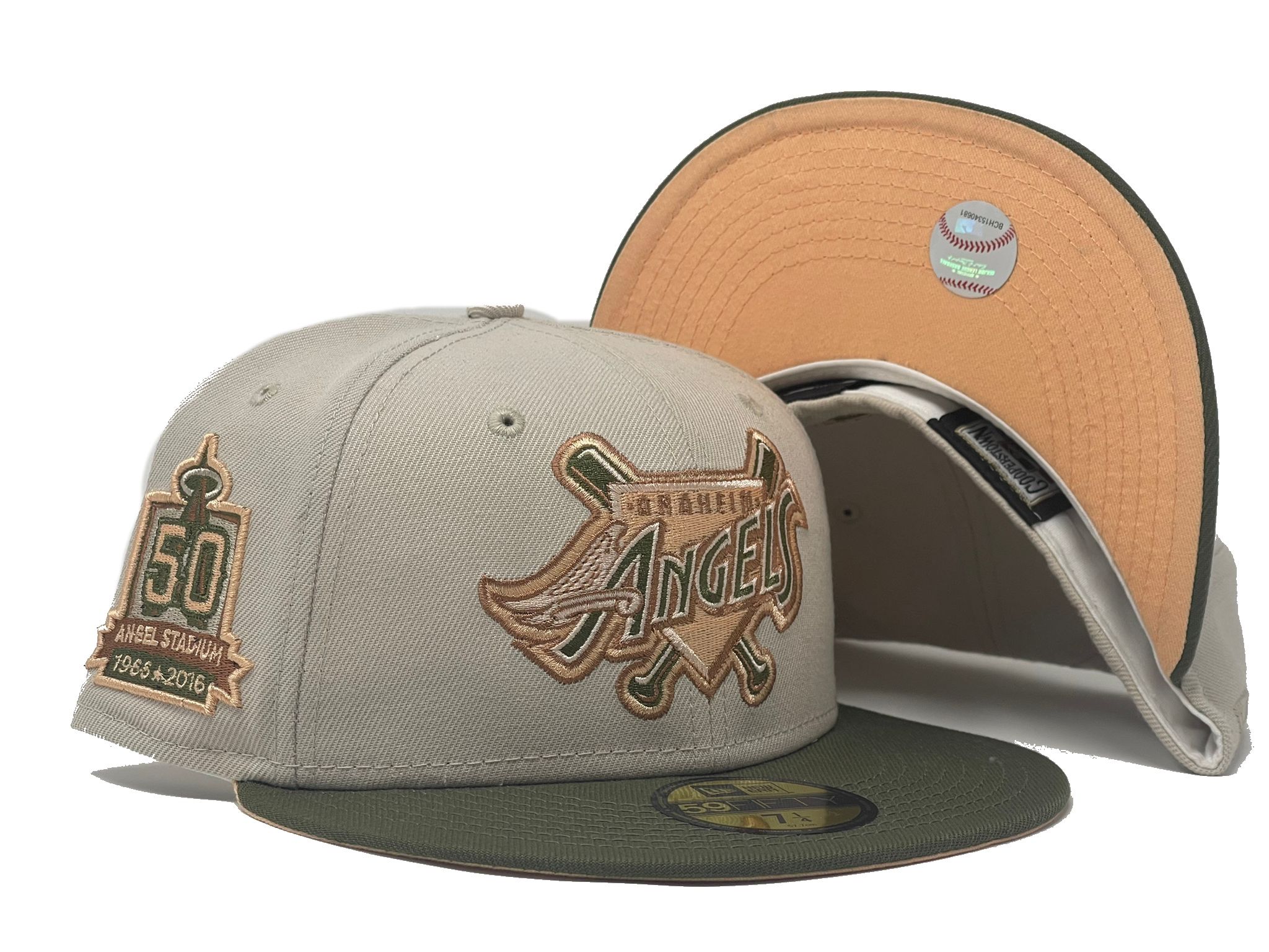 New Era Anaheim Angels 50th Anniversary Cream Peach Two Tone Edition  59Fifty Fitted Hat