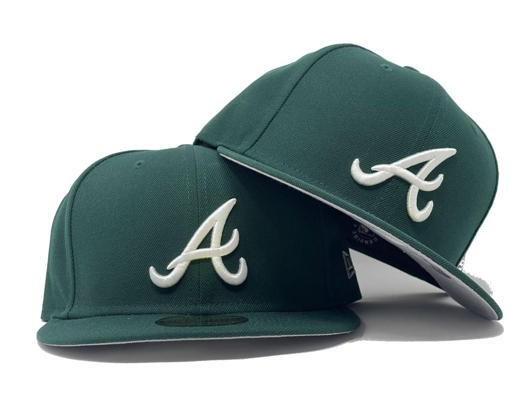 Atlanta Braves Dark Green Gray Brim New Era Fitted Hat