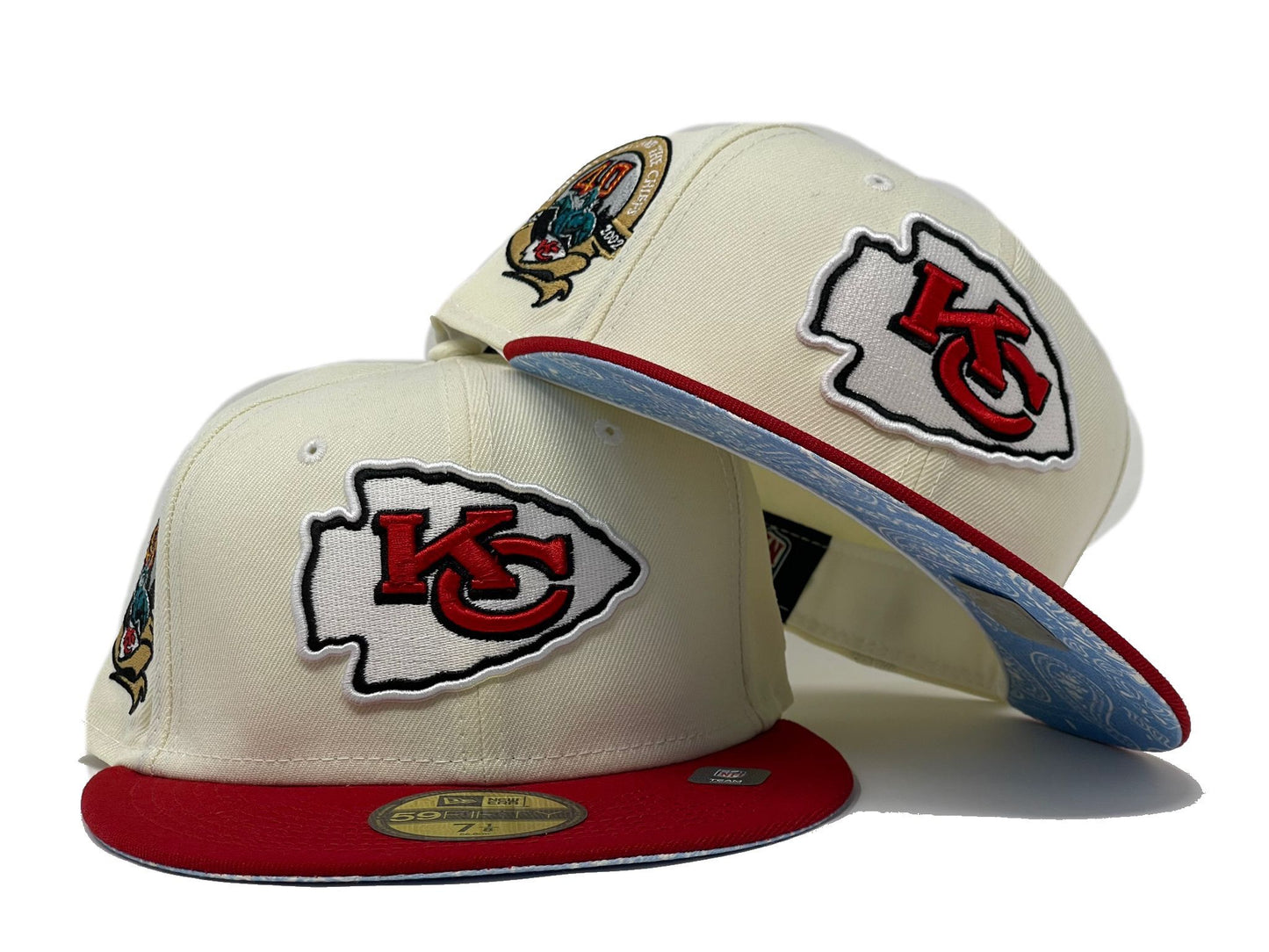 KANSAS CITY CHIEFS 40TH ANNIVERSARY "THURSDAY NIGHT FOOTBALL PAISLEY BRIM" COLLECTION" SKY BLUE PAISLEY BRIM NEW ERA FITTED HAT