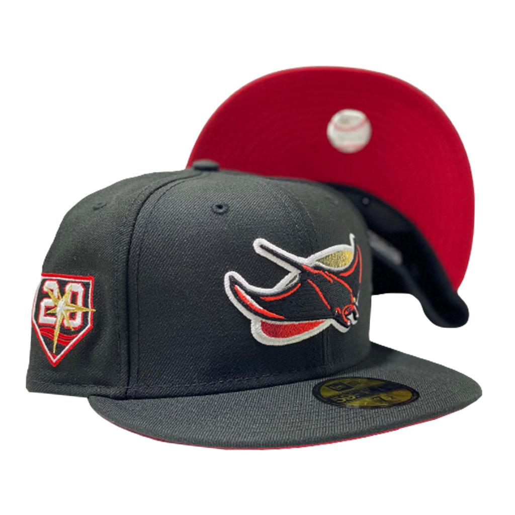 TAMPA BAY 20TH SEASON BLACK RED BRIM NEW ERA FITTED HAT
