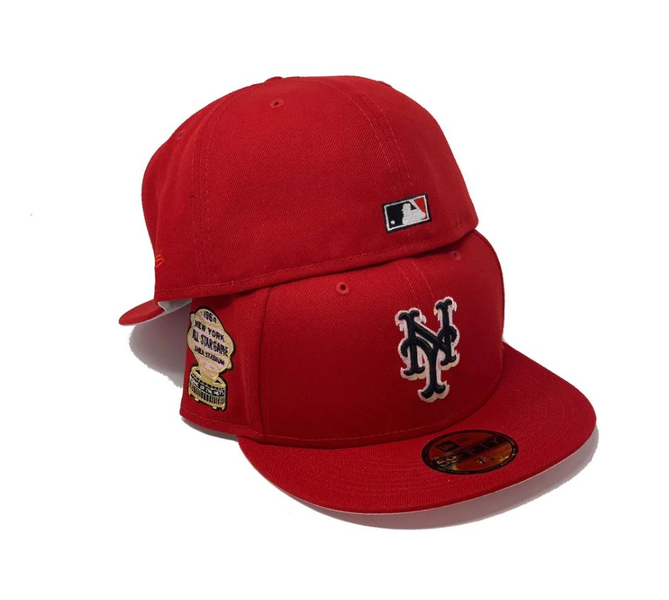 New York Mets 1964 All Star Game Red Pink Brim New Era Fitted Hat