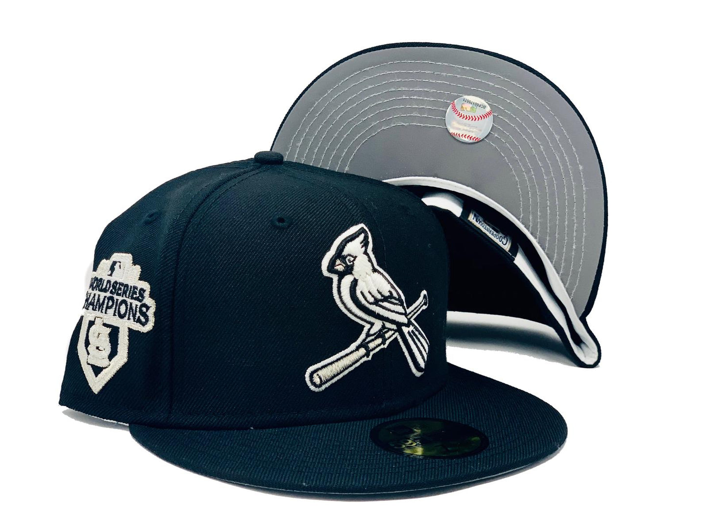 ST. LOUIS CARDINALS 2011 WORLD SERIES CHAMPIONS BLACK 3M REFLECTIVE BRIM "GLOW IN THE DARK"  NEW ERA FITTED HAT TO MATCH JORDAN RETRO 11 JUBILEE 25 ANNIVERSARY