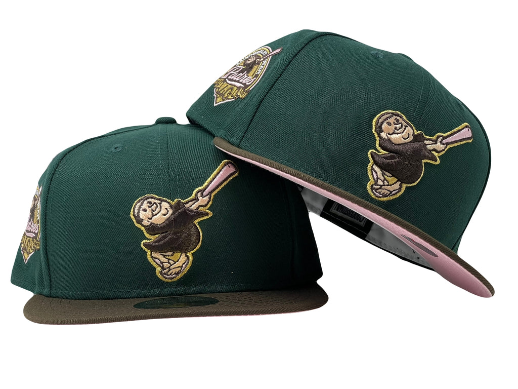 SAN DIEGO PADRES 40TH ANIIVERSARY DARK GREEN BROWN VISOR PINK BRIM NEW ERA FITTED HAT