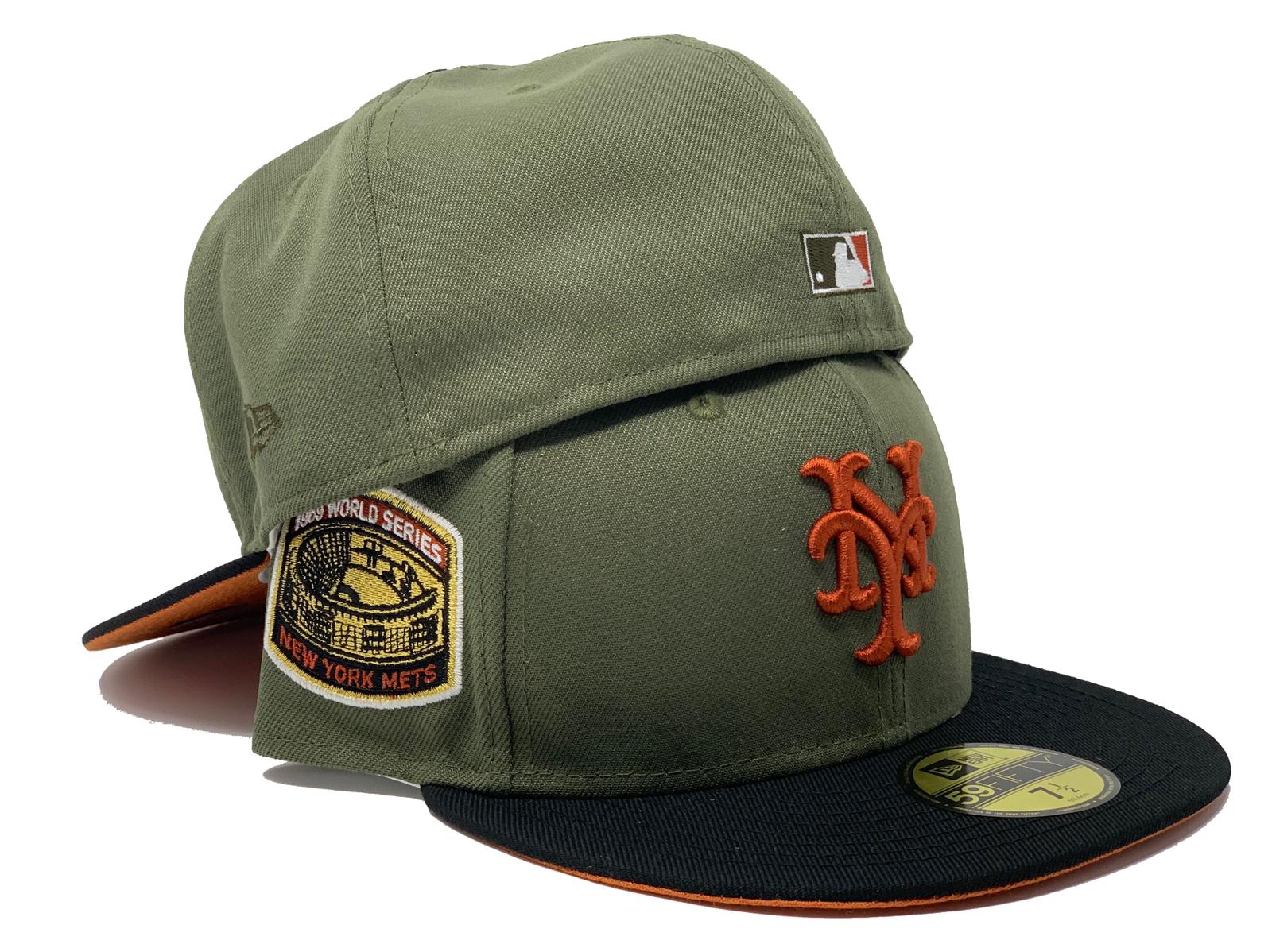 New York Mets New Era 2000 Subway Series Hunter Flame Undervisor 59FIFTY  Fitted Hat - Olive