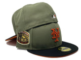 NEW YORK METS 1969 WORLD SERIES OLIVE CAP BLACK VISOR FALL ORANGE BRIM NEW ERA FITTED HAT