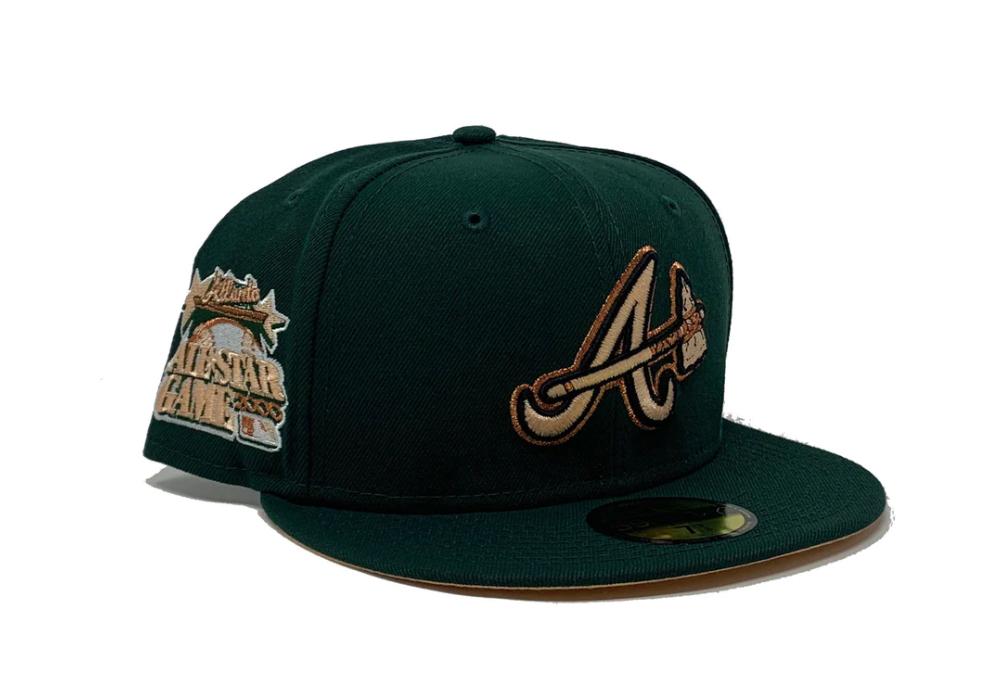 ATLANTA BRAVES 2000 ALL STAR GAME DARK GREEN PEACH BRIM NEW ERA FITTED HAT