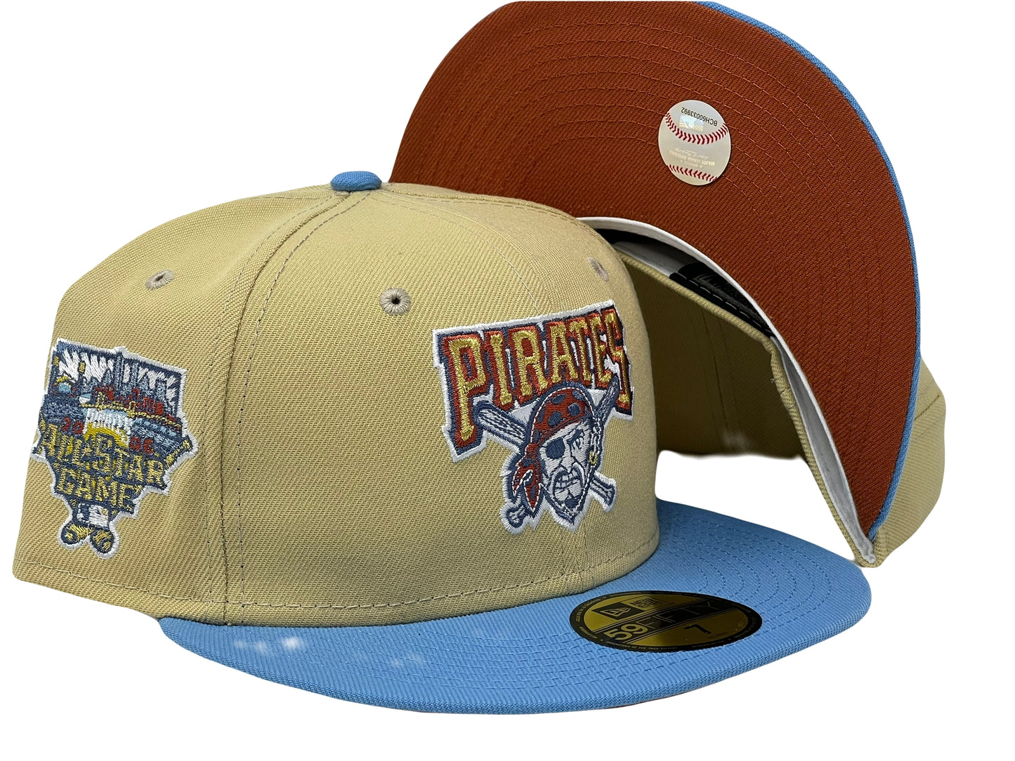 PITTSBURGH PIRATES 2006 ALL STAR GAME "SUNRISE GRADIENT 2" RUST ORANGE BRIM NEW ERA FITTED HAT