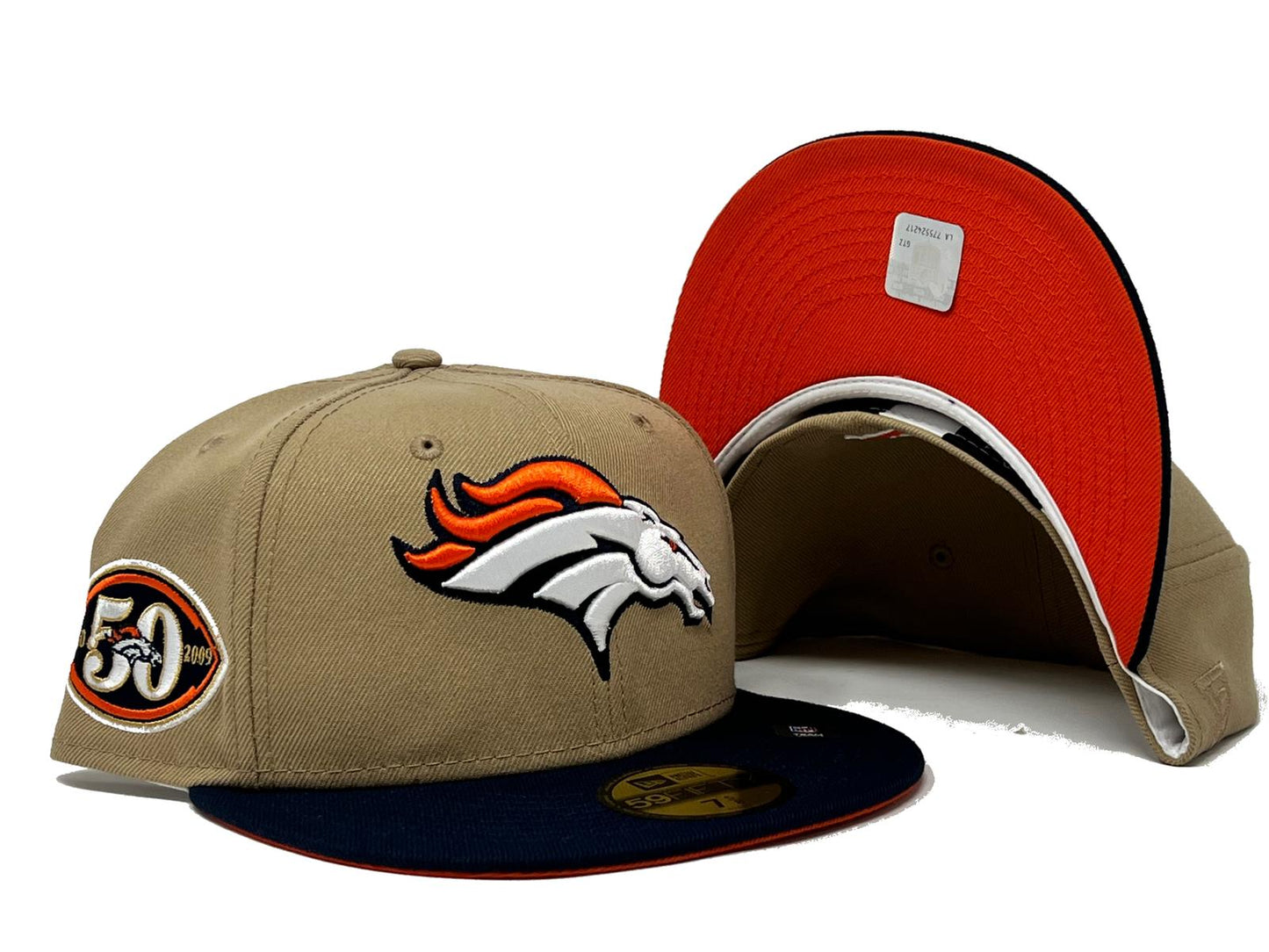 DENVER BRONCOS 50TH ANNIVERSARY "NFL COLLECTION" ORANGE BRIM 59FIFTY NEW ERA FITTED HAT