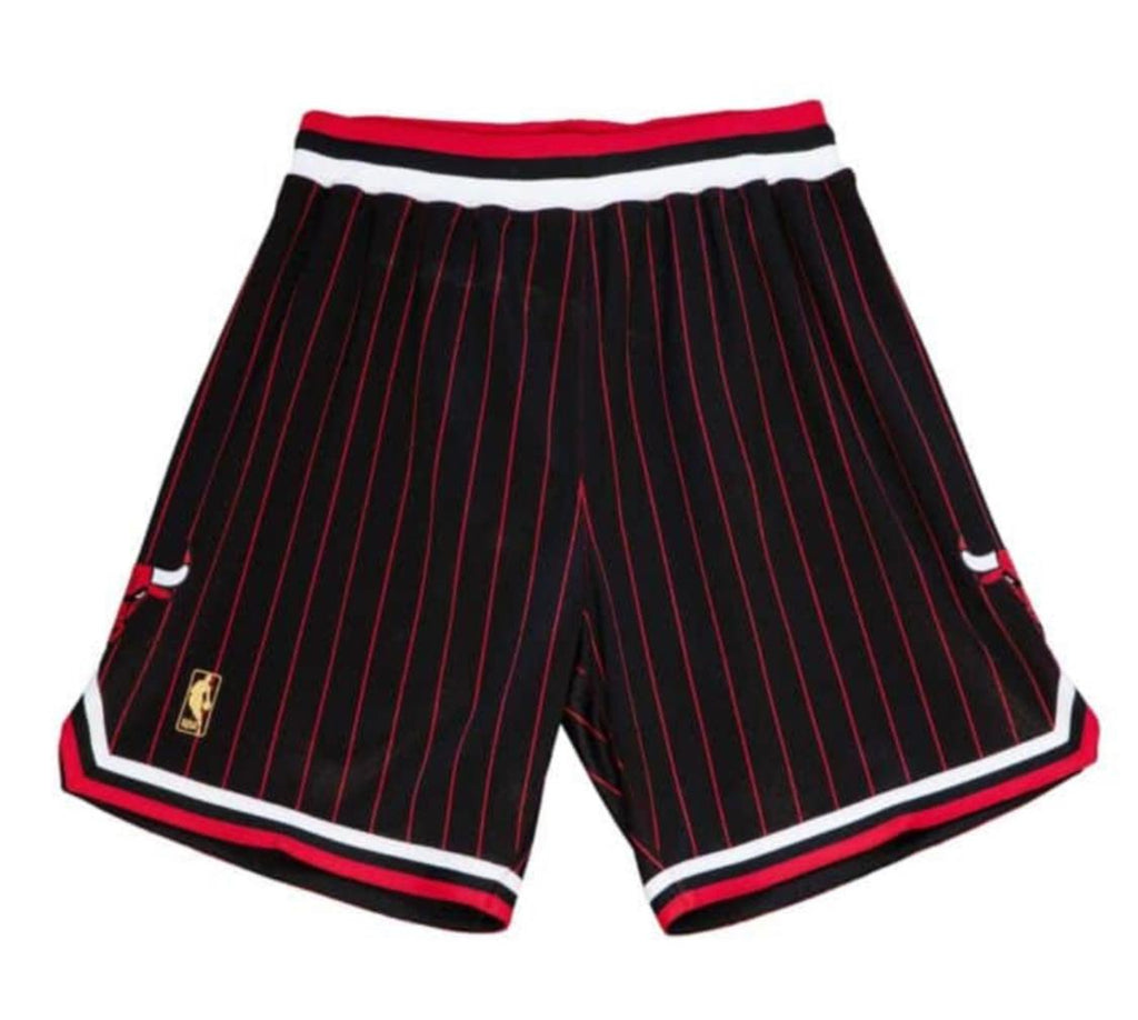 Mitchell & Ness Men's Chicago Bulls Black Pinstripe Authentic Shorts