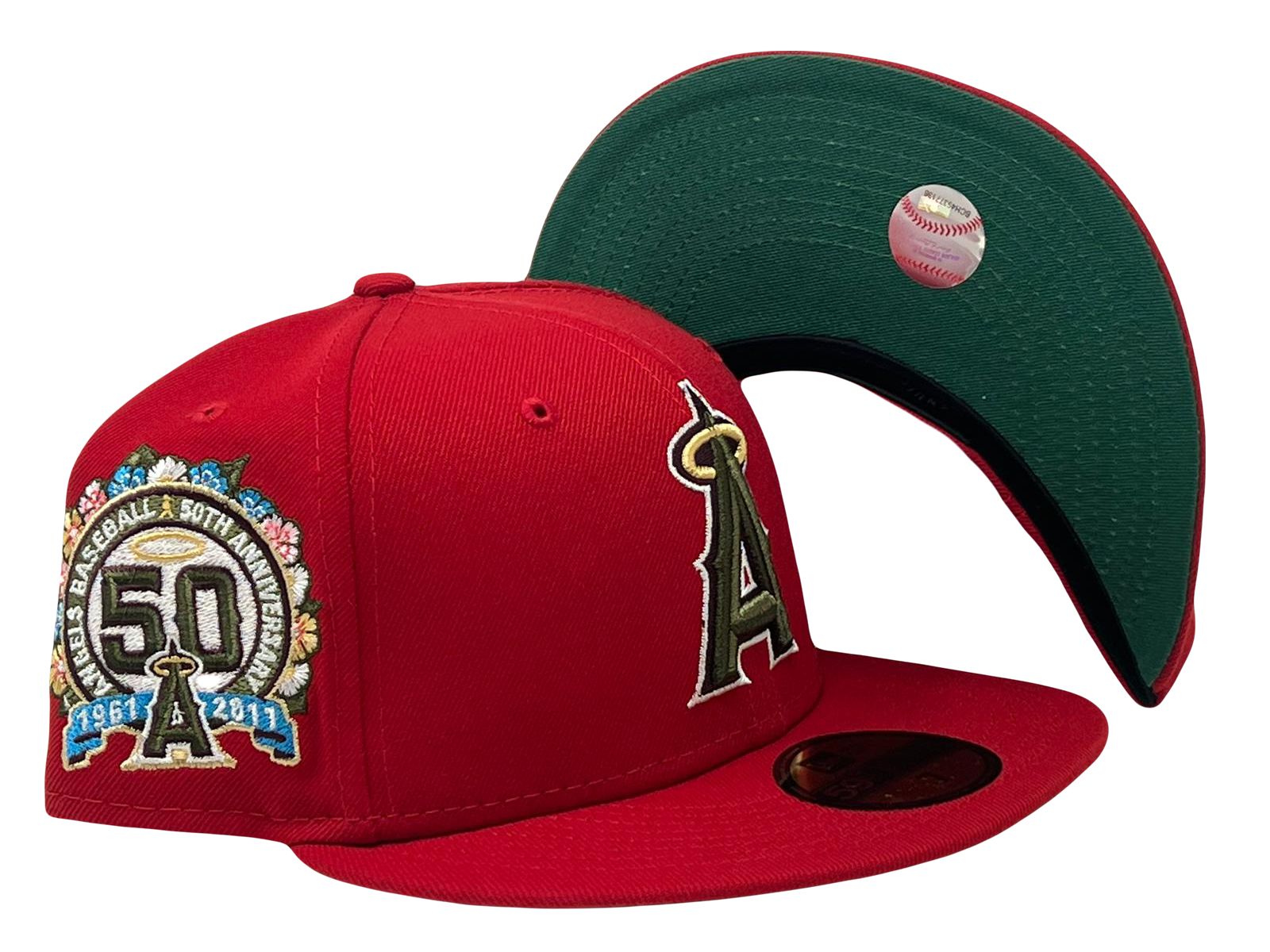 New Era Caps Los Angeles Angels 50th Anniversary 59FIFTY Fitted Hat White/Red/Gold