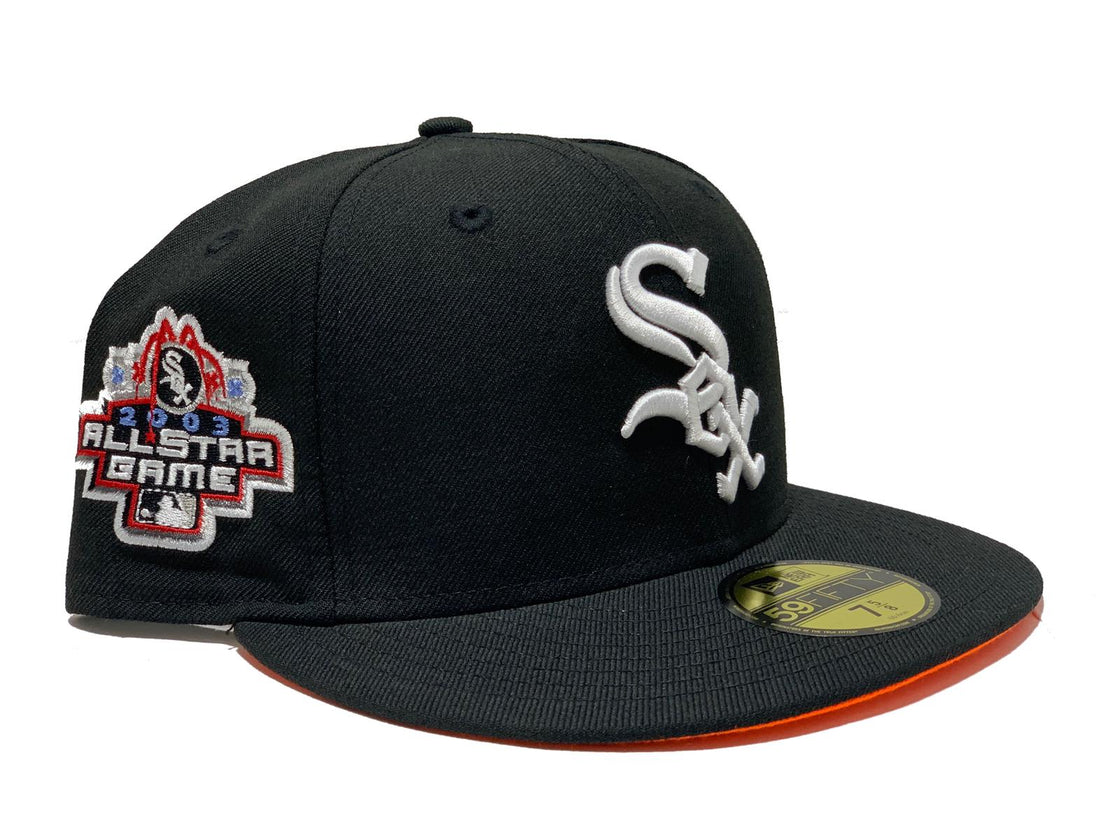 CHICAGO WHITE SOX 2003 ALL STAR GAME BLACK NEON ORANGE BRIM NEW ERA 59FIFTY FITTED HAT