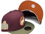 CHICAGO CUBS 2016 WORLD SERIES MAROON OLIVE RUST ORANGE BRIM NEW ERA FITTED HAT