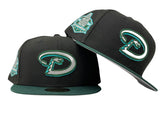 Arizona Diamondbacks 1998 Inaugural Season Black Dark Green Visor Gray Brim New Era Fitted Hat