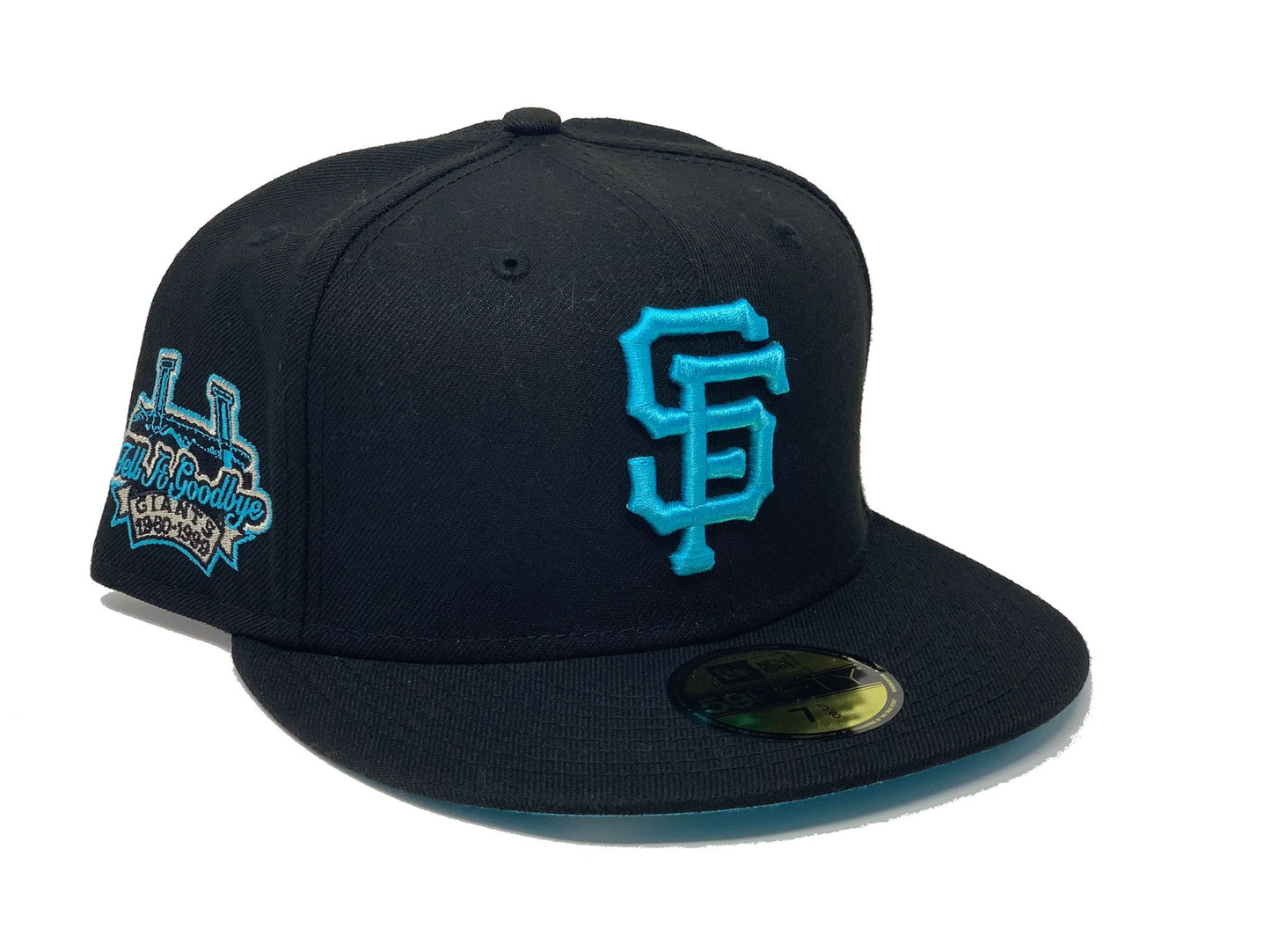 SAN FRANCISCO GIANTS  "TELL IT GOODBUY" CANDLESTICK PARK BLACK VICE BLUE BRIM NEW ERA FITTED HAT