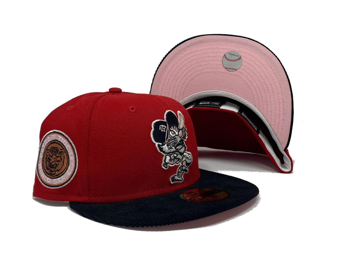 DETROIT TIGERS 1968 WORLD SERIES  "CORDUROY VISOR"  PINK BRIM NEW ERA FITTED HAT