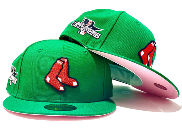 BOSTON RED SOX 2013 WORLD SERIES CHAMPION XMAS COLOR PINK BRIM NEW ERA FITTED HAT