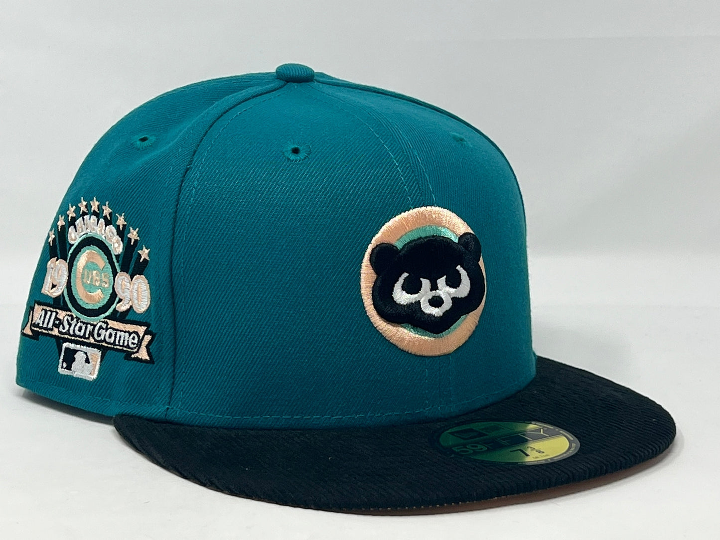 Chicago Cubs 1990 All Star Game Aqua Black New Era Fitted Hat