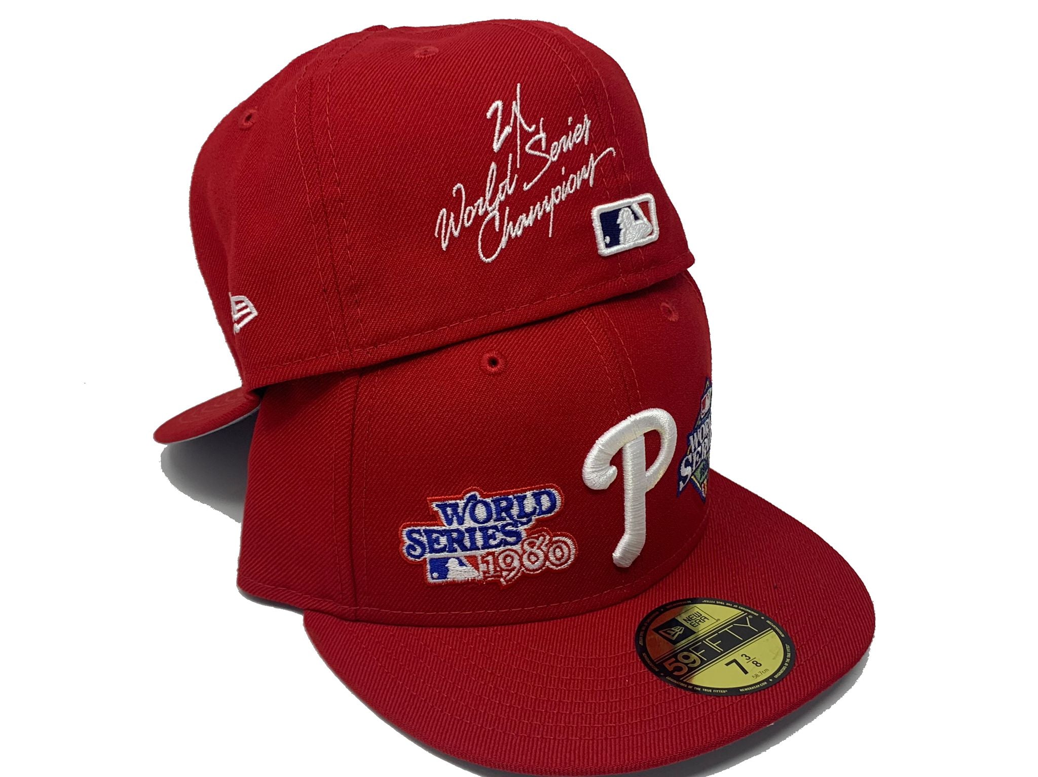 New Era Mens MLB Philadelphia Phillies World Series Champions 59FIFTY Fitted Hat 60224553 Red 7 1/4