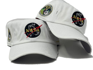 White Nasa Dad Hat 50th Anniversary Side Patch