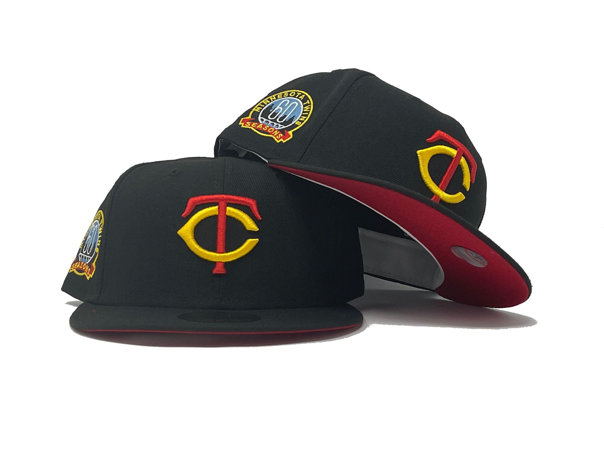 MINNESOTA TWINS 50TH ANNIVERSARY RED BRIM NEW ERA FITTED HAT