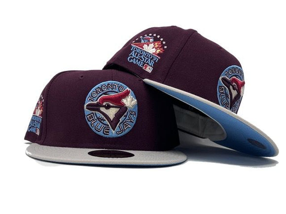 TORONTO BLUE JAYS 1991 ALL STAR GAME MAROON OFF-WHITE SKY-BLUE BRIM NEW ERA FITTED HAT