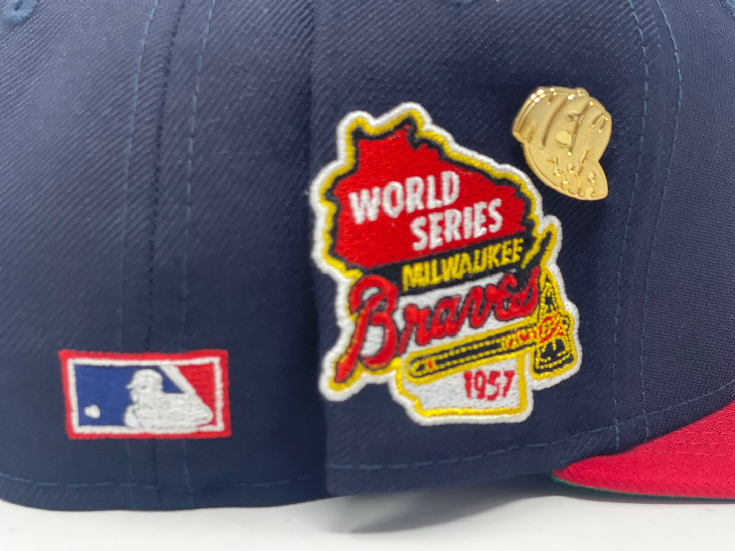 MILWAUKEE BRAVES 1957 WORLD SERIES "59fIFTY DAY" GREEN BRIM NEW ERA FITTED HAT