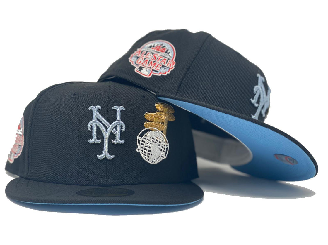 NEW YORK METS 2013 ALL STAR GAME CORONA PARK GLOBE LOGO BLACK ICY BRIM NEW ERA FITTED HAT