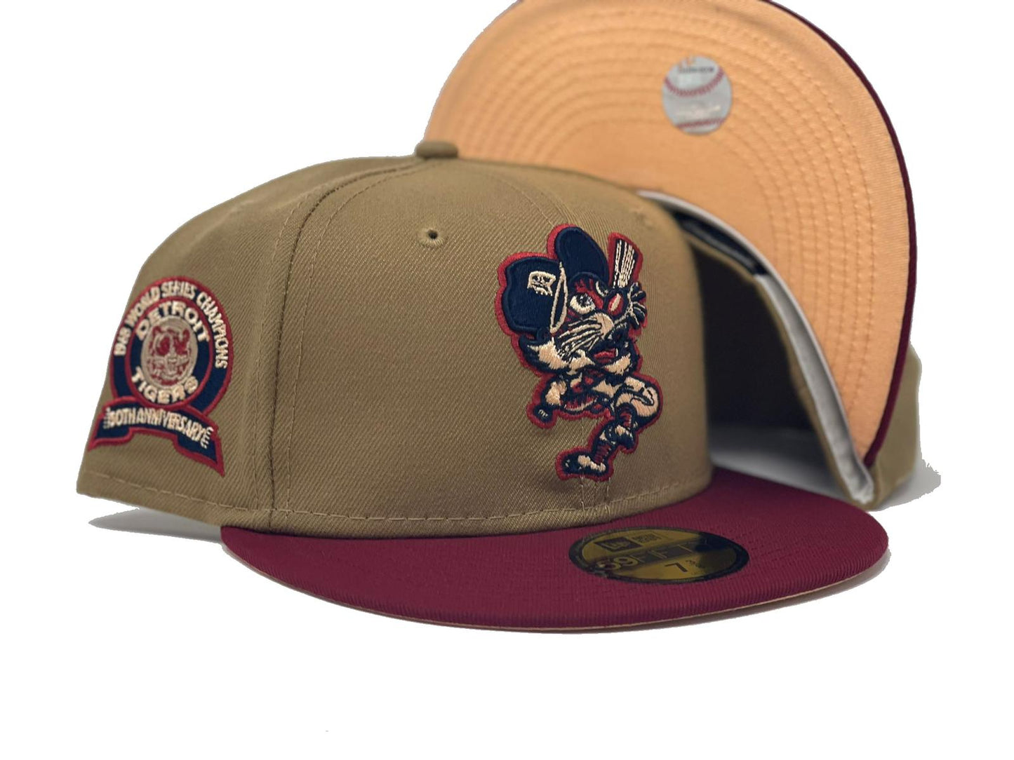 DETROIT TIGERS 1968 WORLD SERIES CHAMPIONS "ART CANVAS COLLECTION" PEACH BRIM NEW ERA FITTED HAT