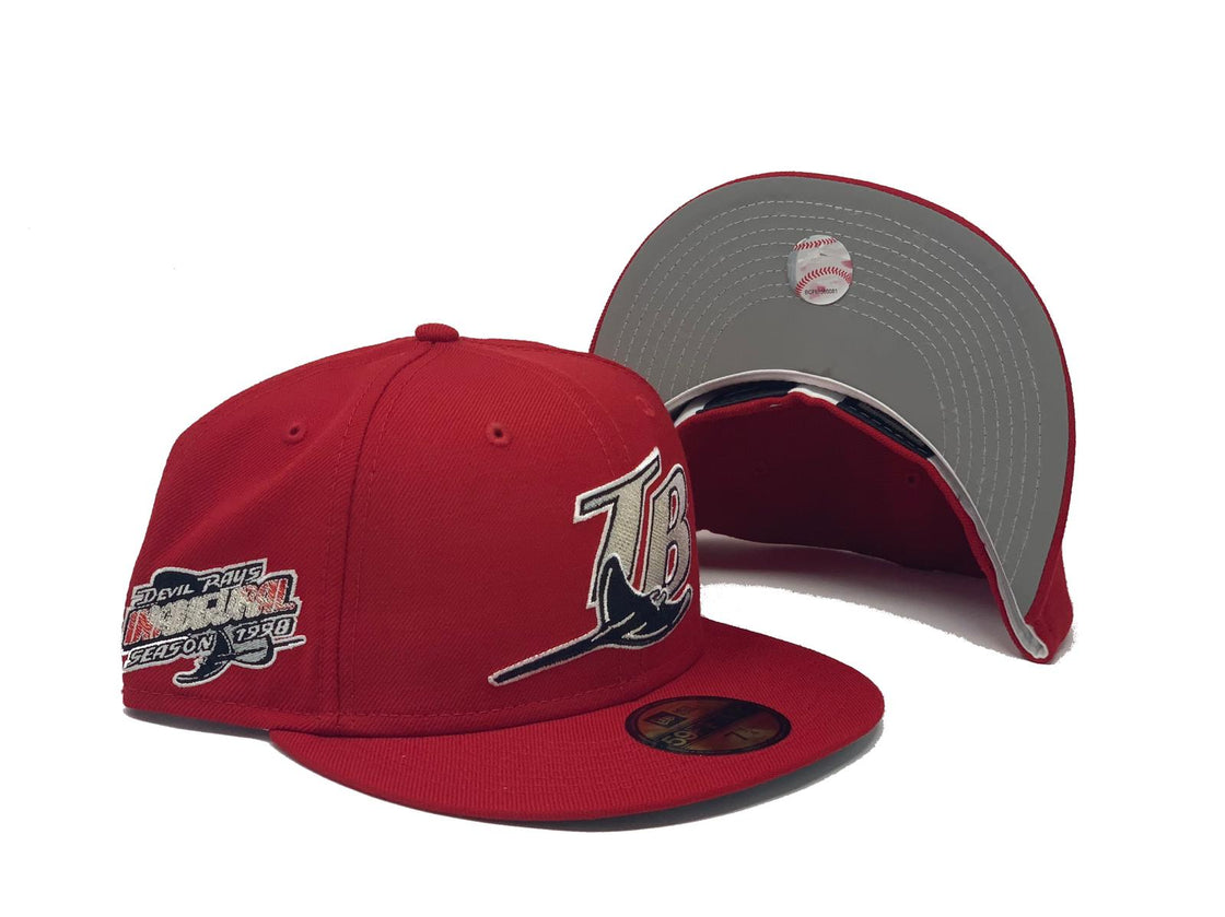 TAMPA BAY INAUGURAL SEASON  RED REFLECTIVE BRIM NEW ERA FITTED HAT