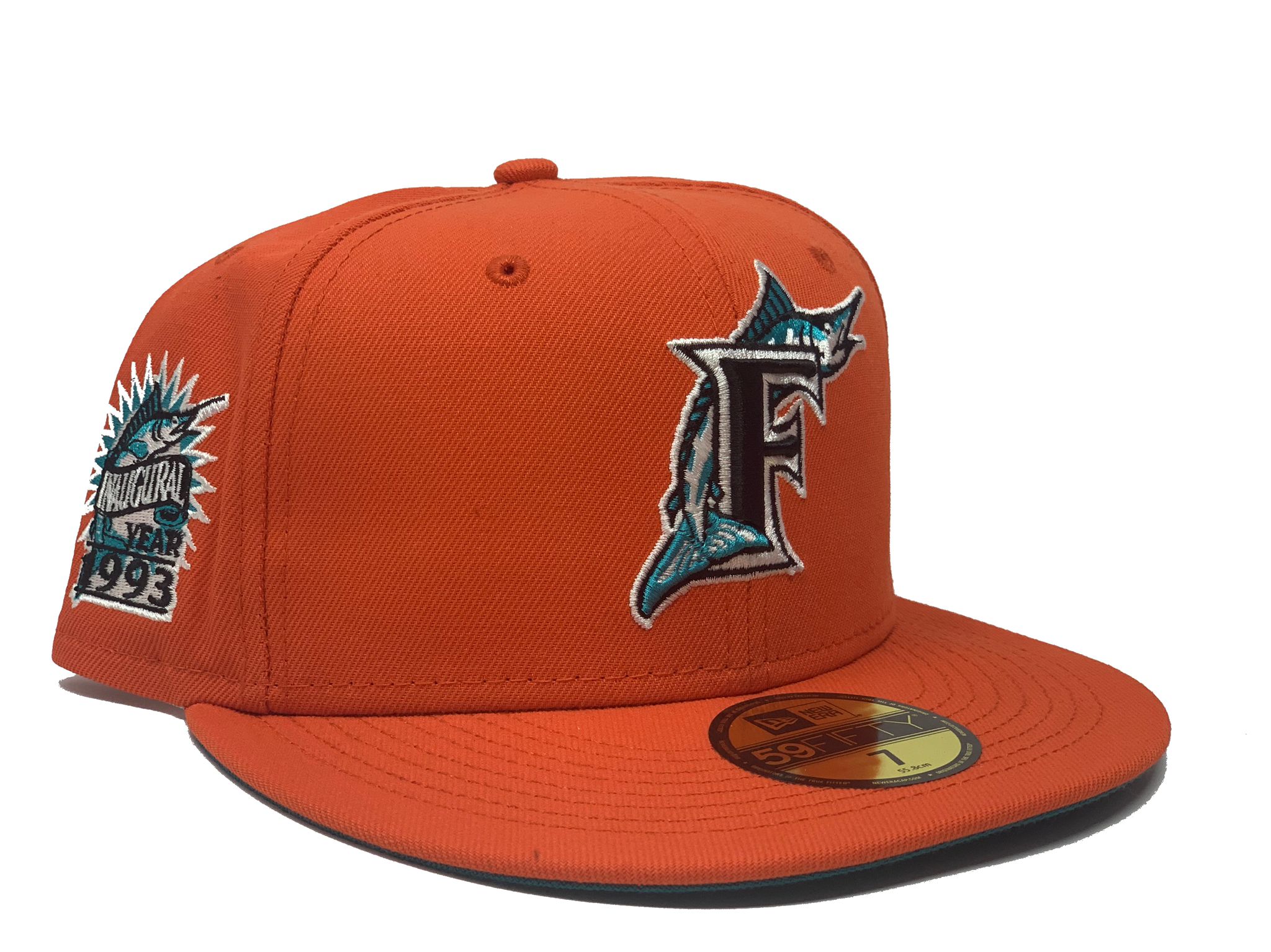 Men's New Era White/Orange Florida Marlins Cooperstown Collection Flamingo 59FIFTY Fitted Hat