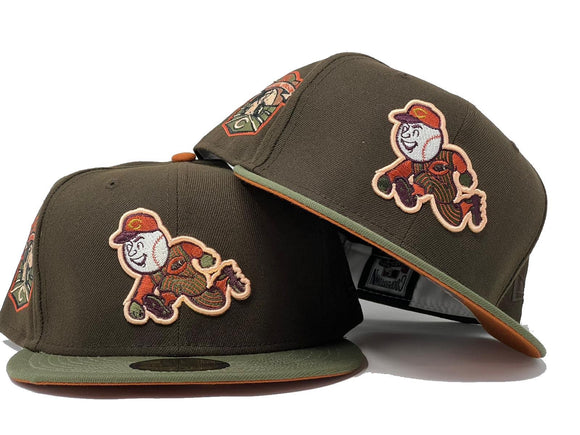 CINCINNATI REDS 2003 INAUGURAL SEASON BROWN OLIVE RUST ORANGE BRIM NEW ERA FITTED HAT