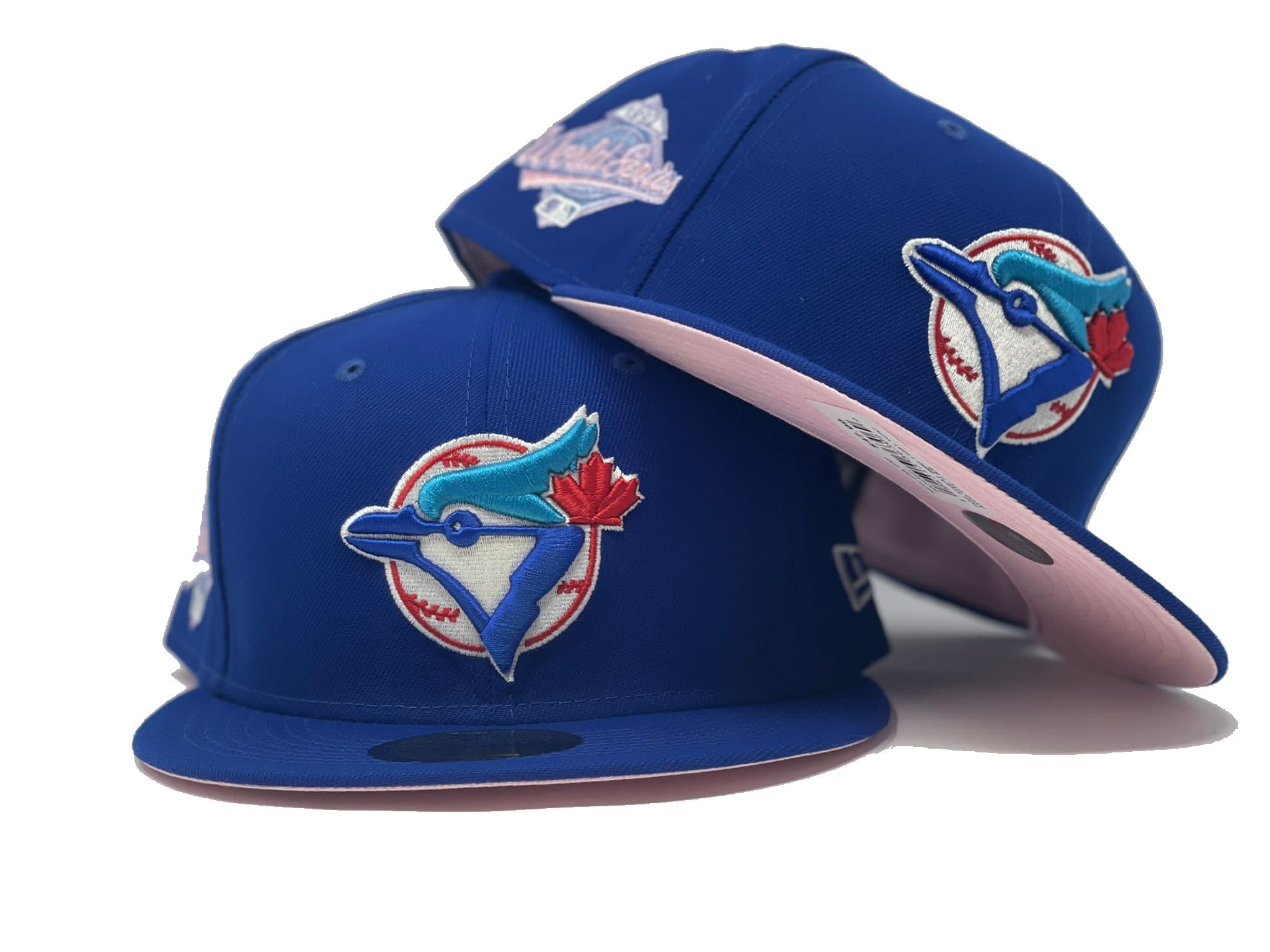 NEW ERA 59FIFTY MLB TORONTO BLUE JAYS WORLD SERIES 1992 TWO TONE / PINK UV  FITTED CAP