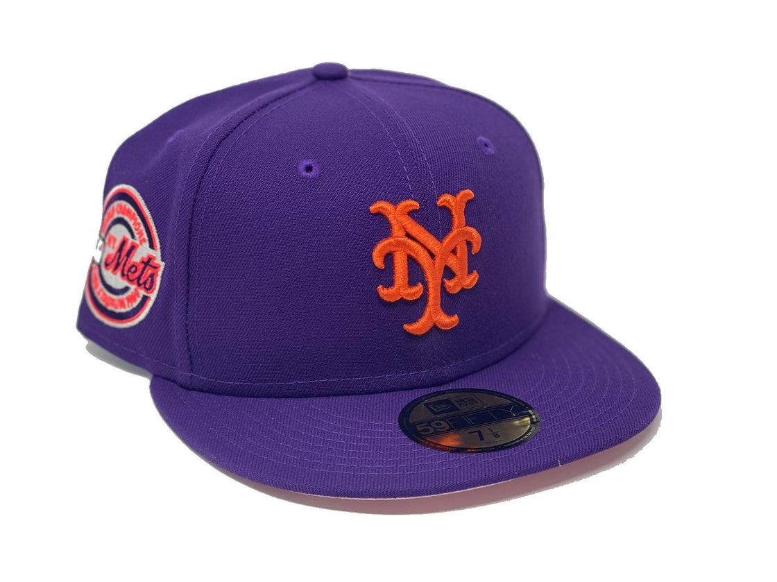 NEW YORK METS 1969 WORLD CHAMPIONS PURPLE PINK BRIM NEW ERA FITTED HAT