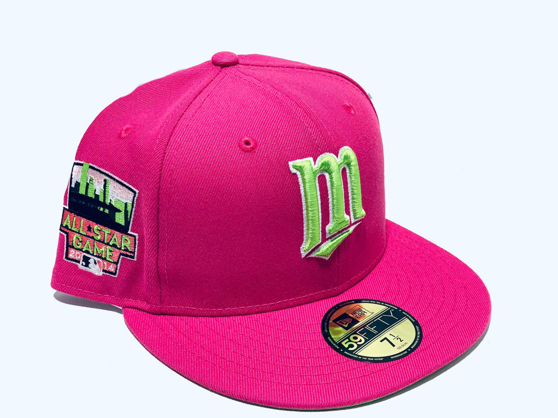 MINNESOTA TWINS 2014 ALL STAR  GAME FUSION PINK LIME GREEN BRIM NEW ERA FITTED HAT
