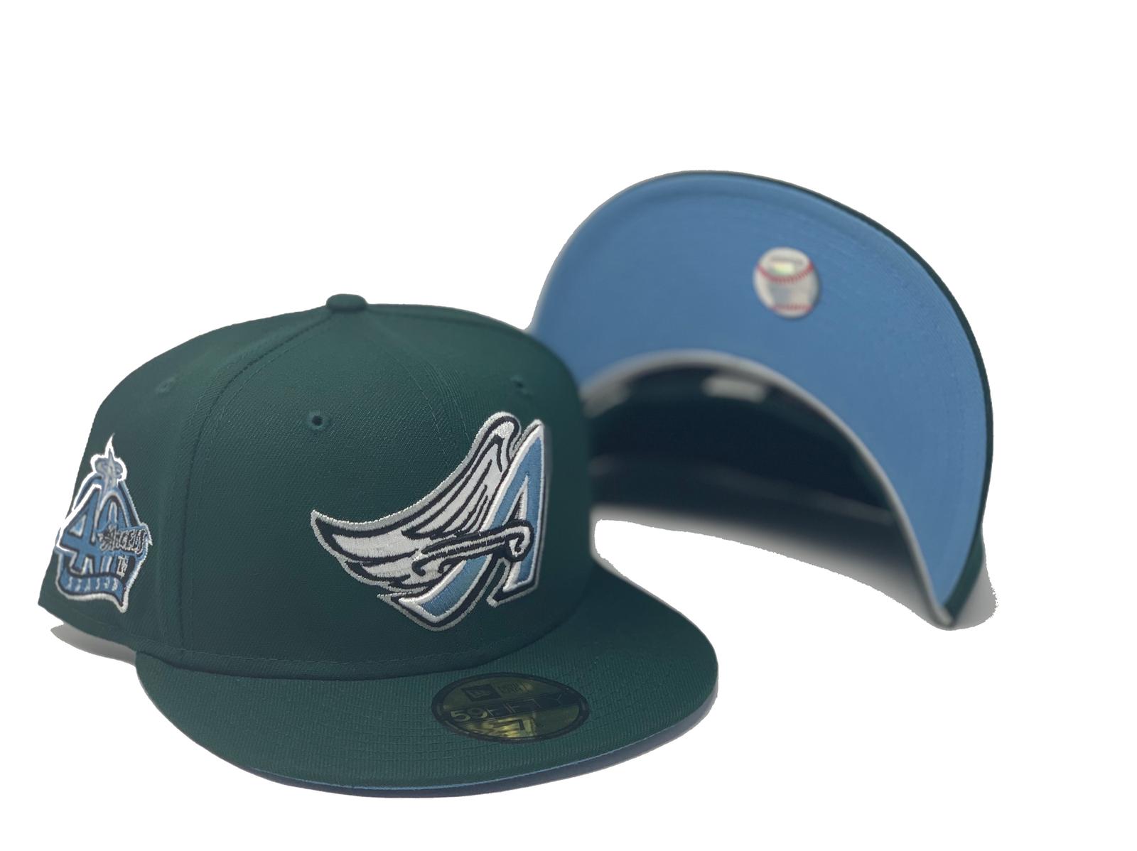 Anaheim Angels 40TH SEASON New Era 59Fifty Fitted Hat (Glow in the Dark  STONE NIGHT SHIFT NAVY GREEN Under Brim)