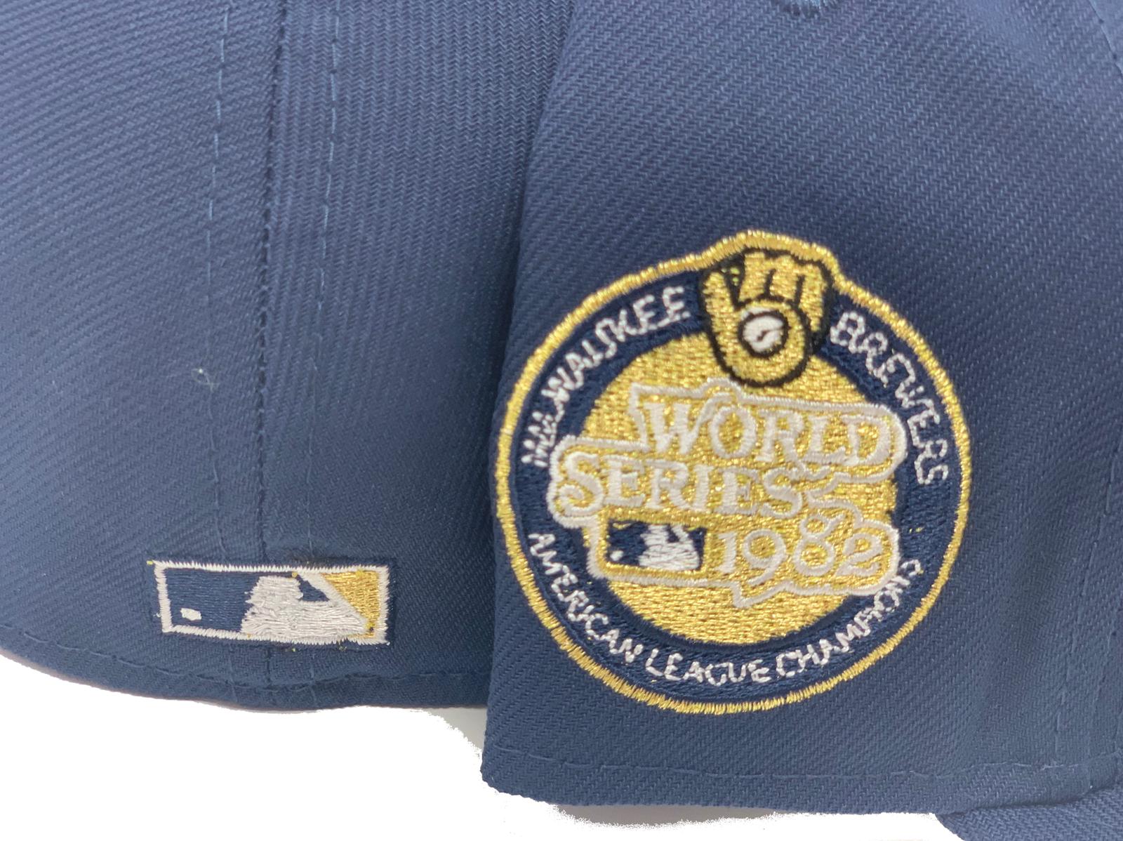 New Era Light Blue/brown Milwaukee Brewers 1982 World Series Beach Kiss  59fifty Fitted Hat