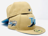 TAMPA BAY DEVIL RAYS 1998 INAUGURAL SEASON TAN ICY BRIM NEW ERA FITTED HAT