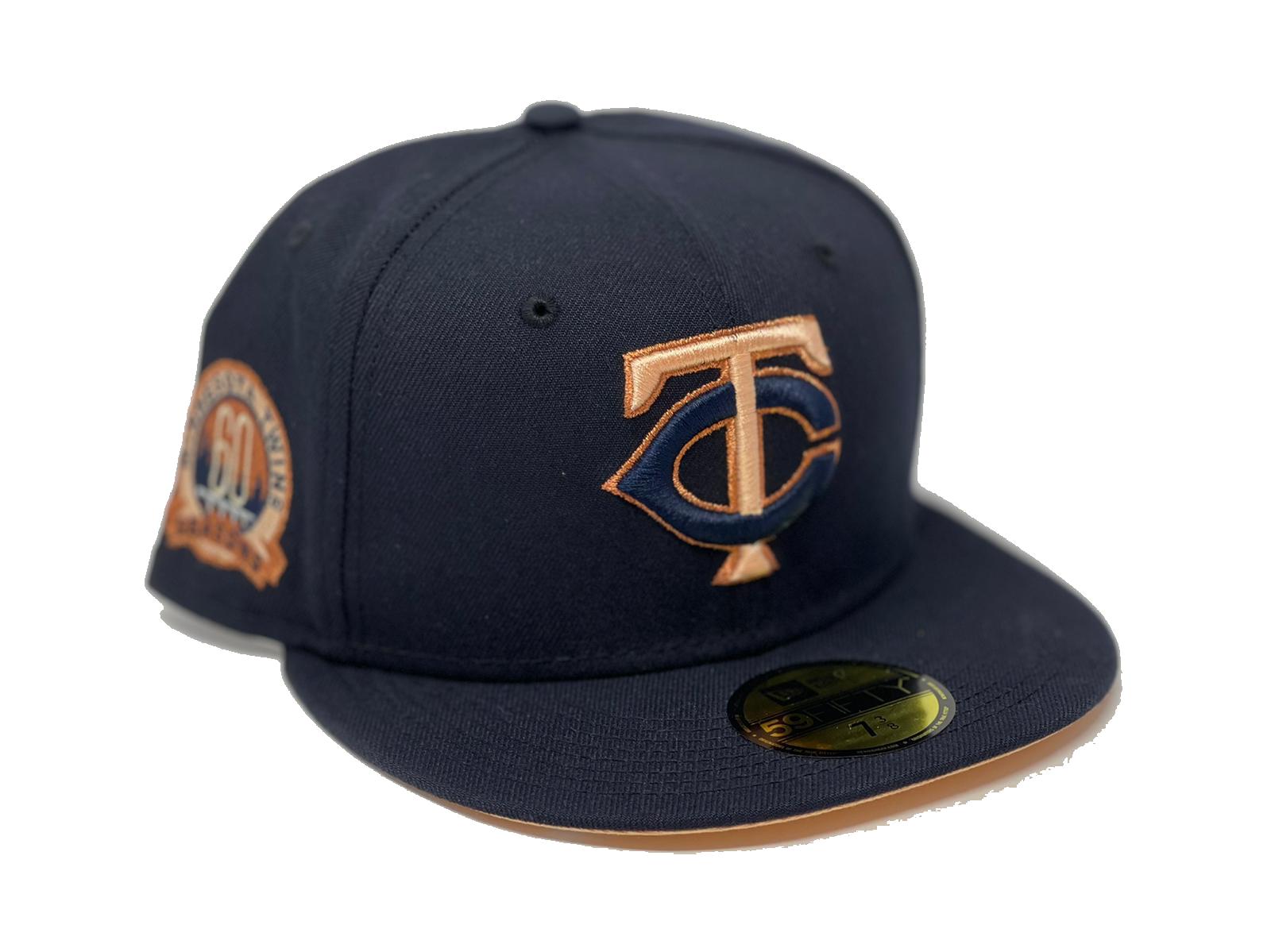 MINNESOTA TWINS 60TH SEASONS NAVY PEACH BRIM NEW ERA FITTED HAT – Sports  World 165