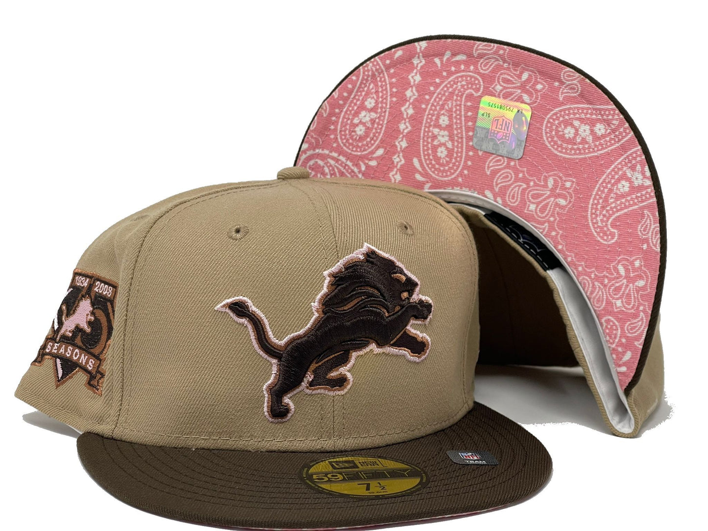 DETROIT LIONS  40TH ANNIVERSARY "THURSDAY NIGHT FOOTBALL PAISLEY BRIM" COLLECTION" PINK PAISLEY BRIM NEW ERA FITTED HAT