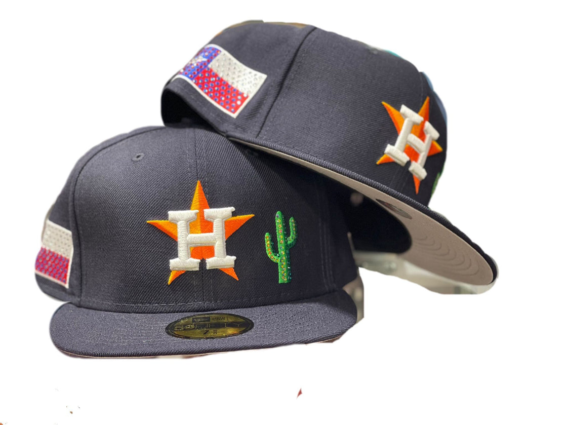 Navy Blue Houston Astros MLB Crystal Icons New Era Fitted Hat