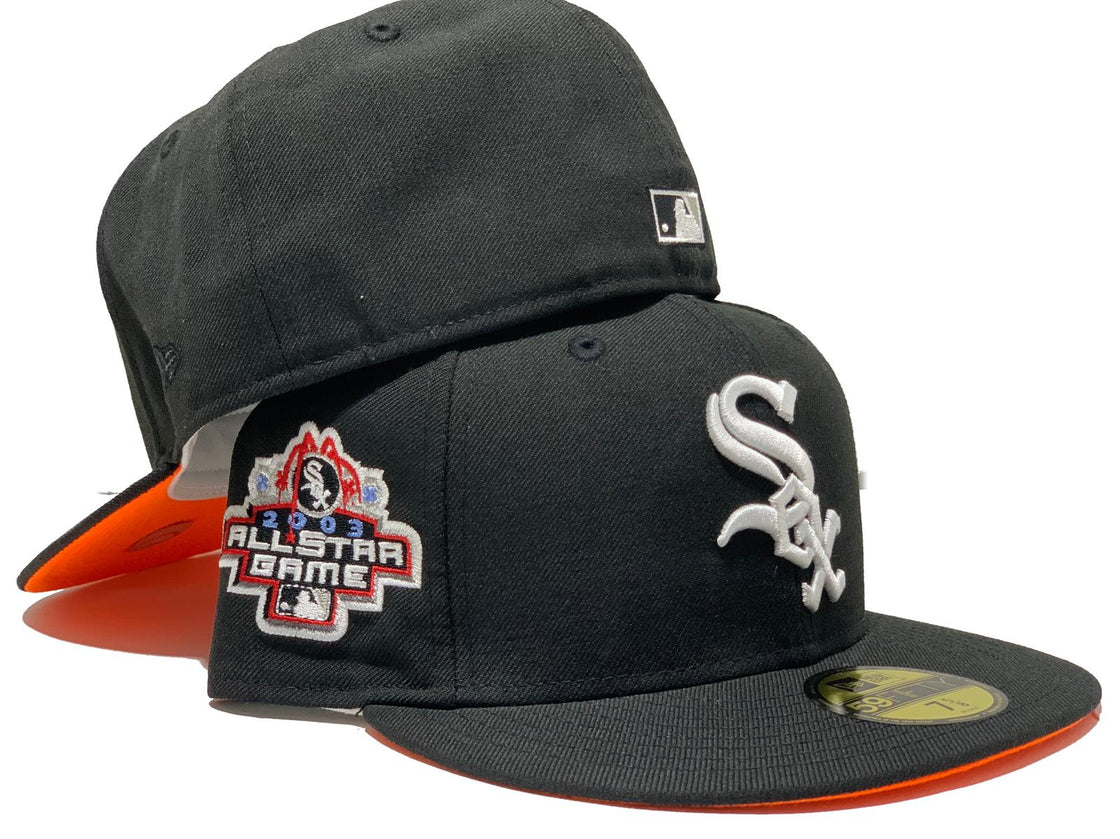 CHICAGO WHITE SOX 2003 ALL STAR GAME BLACK NEON ORANGE BRIM NEW ERA 59FIFTY FITTED HAT