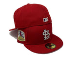ST. LOUIS CARDINALS 1967 WORLD SERIES "STRAWBERRY REFRESHER" RED PINK BRIM NEW ERA FITTED HAT
