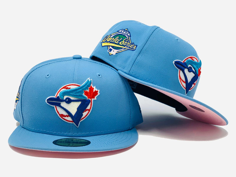 TORONTO BLUE JAYS 1992 WORLD SERIES SKY BLUE PINK BRIM NEW ERA