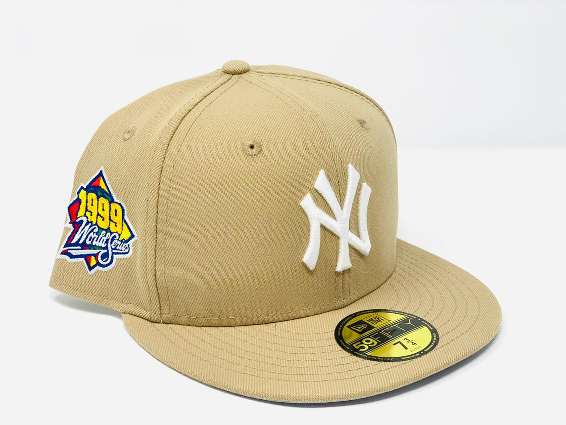 NEW YORK YANKEES 1999 WORLD SERIES TAN GRAY BRIM NEW ERA FITTED HAT