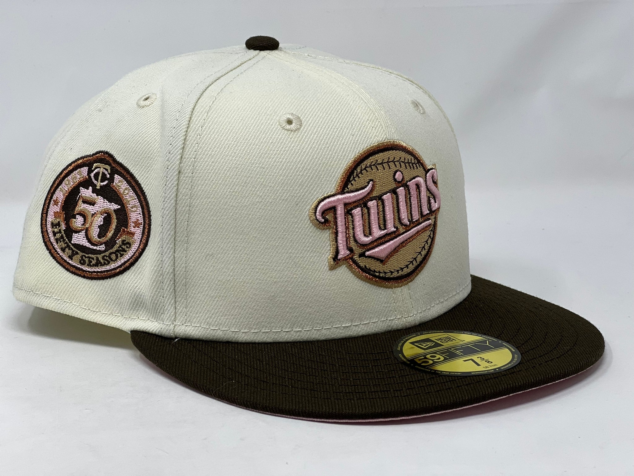 Minnesota Twins New Era Cream Super M Custom Side Patch 59FIFTY Fitted Hat, 7 1/8 / Cream