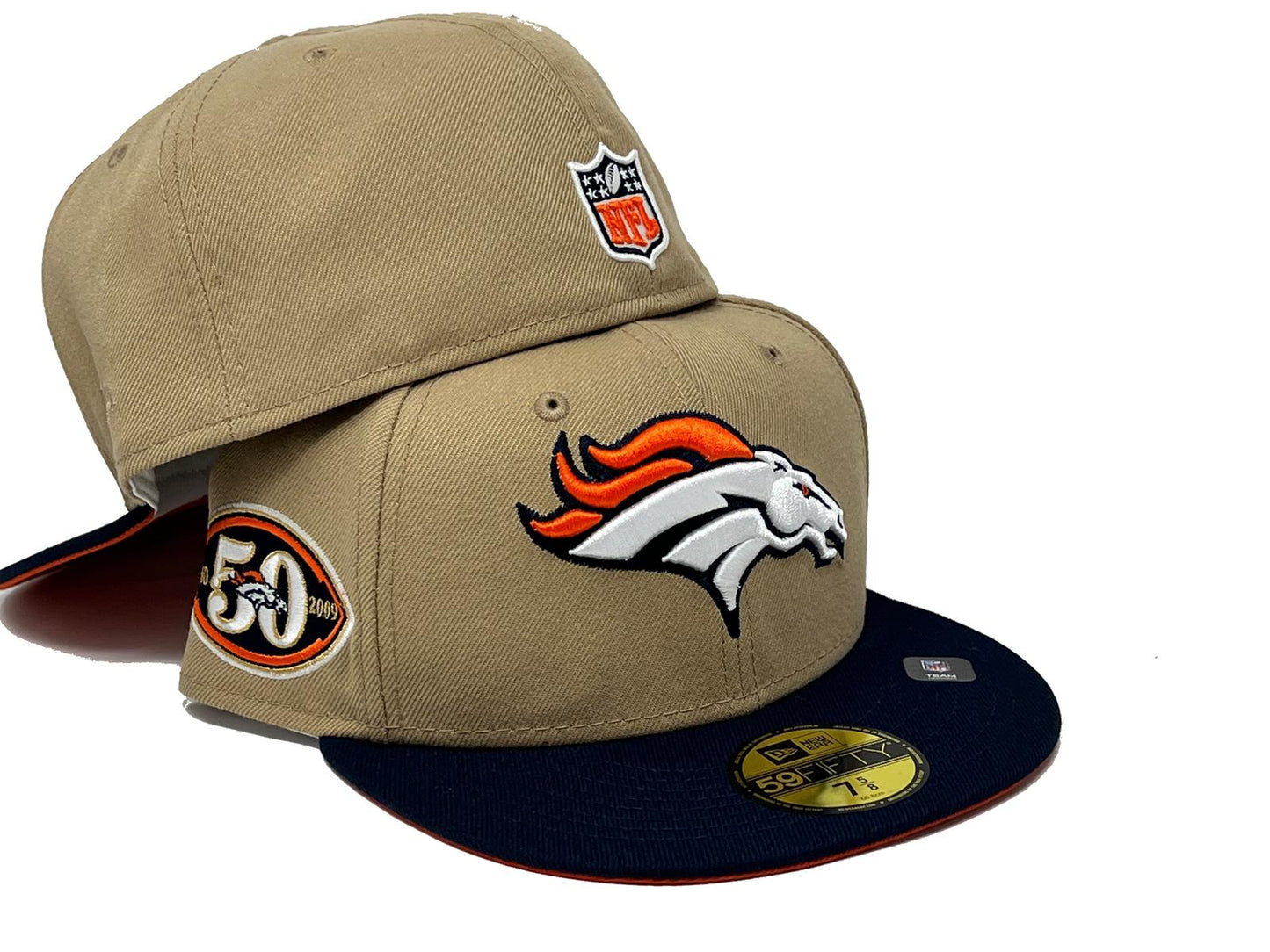DENVER BRONCOS 50TH ANNIVERSARY "NFL COLLECTION" ORANGE BRIM 59FIFTY NEW ERA FITTED HAT
